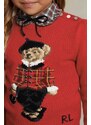 Detský bavlnený sveter Polo Ralph Lauren červená farba