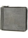 Pánska kožená horizontálna peňaženka Beltimore na zips, sivá