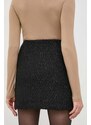 Sukňa s prímesou vlny MICHAEL Michael Kors čierna farba, mini, rovný strih