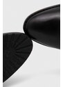 Kožené čižmy Lauren Ralph Lauren Manchester dámske, čierna farba, na podpätku, 802912286001