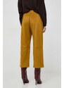 Nohavice Max Mara Leisure dámske, žltá farba, rovné, vysoký pás