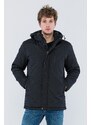 D1fference Men's Black Lined Camel Hooded Water And Windproof Thick Sports Coat & Parka