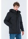D1fference Men's Black Lined Camel Hooded Water And Windproof Thick Sports Coat & Parka