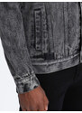 Ombre Clothing Pánska džínsová bunda katana - tmavosivá V5 OM-JADJ-0123