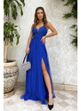 Bicotone Modré tylové šaty Loretta