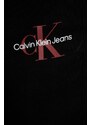 Detské bavlnené tepláky Calvin Klein Jeans čierna farba, s potlačou