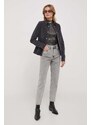 Tričko s dlhým rukávom Calvin Klein Jeans dámsky, strieborná farba, s polorolákom, J20J222557