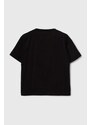 Detské bavlnené tričko Calvin Klein Jeans čierna farba, s nášivkou
