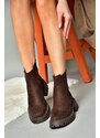 Fox Shoes R312152902 Brown Suede Women's Boots With A Thick Sole