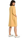 BeWear B083 Oversized šaty s predným vreckom - žlté