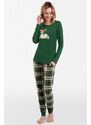 Italian Fashion Vianočné dámske pyžamo Zonda mega soft zelené, Farba zelená