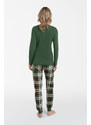 Italian Fashion Vianočné dámske pyžamo Zonda mega soft zelené, Farba zelená
