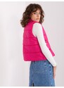 Basic Fuchsiová jednoduchá prešívaná krátka vesta s vreckami bez kapucne