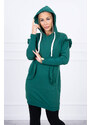 K-Fashion Šaty s ozdobnými volánikmi a kapucňou zelenej farby