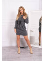 K-Fashion Zateplené šaty s ozdobným pásikom grafitové