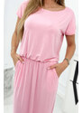 K-Fashion Viskózové šaty s vreckami svetloružové