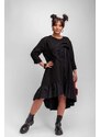 Taliansko Čierne bavlnené šaty so šuštiakovým volánom