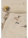 Detské bavlnené tepláky Konges Sløjd béžová farba, s potlačou