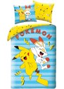 Halantex Obojstranné posteľné obliečky Pokémoni Pikachu a Scorbunny - 100% bavlna - 70 x 90 cm + 140 x 200 cm