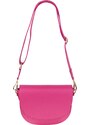 Ružová kožená talianska crossbody kabelka Ramona Fuxia s prídavným pruhom II NovaKabelka.sk