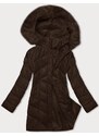 Jejmoda Zimowa kurtka damska z kapturem ciemny brąz (H-898-23)