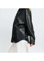 Dámska bunda Urban Classics Ladies Faux Leather Overshirt Black