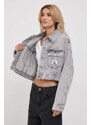 Rifľová bunda Calvin Klein Jeans dámska,šedá farba,prechodná,oversize,J20J222467