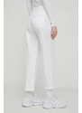 Nohavice Tommy Hilfiger dámske,biela farba,rovné,vysoký pás,WW0WW40504