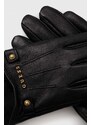 Kožené rukavice Guess dámske, čierna farba