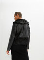 bonprix Koženková bunda s umelou kožušinkou, farba čierna