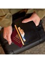 Bagind Porty Sirius - praktické čierné kožené vrecko na cestovný pas, ručná výroba
