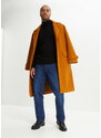 bonprix Kabát vo vlneným vzhľadom s opaskom, farba hnedá