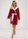 Women's bathrobe De Lafense 627 Soraya short S-XL burgundy-ecru 083