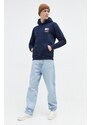 Mikina Tommy Jeans pánska,tmavomodrá farba,s kapucňou,s potlačou,DM0DM18418