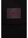 Bavlnená šiltovka HUGO čierna farba,s nášivkou,50506053