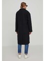 Kabát s prímesou vlny Tommy Jeans čierna farba,prechodný,DW0DW17232