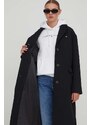 Kabát s prímesou vlny Tommy Jeans čierna farba,prechodný,DW0DW17232