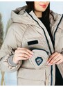 Webmoda Dámska krátka béžová zimná bunda s odopínateľnou kapsičkou