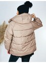 Webmoda Dámska krátka béžová zimná bunda s odopínateľnou kapsičkou