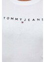 Bavlnené tričko s dlhým rukávom Tommy Jeans biela farba,DW0DW17362