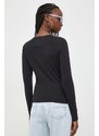 Bavlnené tričko s dlhým rukávom Tommy Jeans čierna farba, DW0DW17362