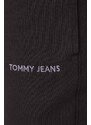 Bavlnené tepláky Tommy Jeans čierna farba, s nášivkou, DW0DW17309