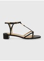 Kožené sandále Lauren Ralph Lauren Fallon dámske, čierna farba, 802920000000