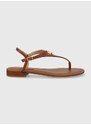 Kožené sandále Lauren Ralph Lauren Ellington dámske, hnedá farba, 802941000000