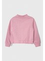 Detská bavlnená mikina Guess ružová farba, jednofarebná