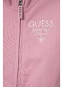 Detská bavlnená mikina Guess ružová farba, jednofarebná