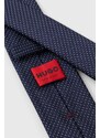 Hodvábna kravata HUGO tmavomodrá farba, 50509054