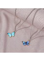 MSPERK Motýľ módny dámsky náhrdelník svetlomodrý s nastaviteľnou dĺžkou