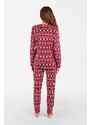 Italian Fashion Dámske pyžamo Islandia bordó s nórskym vzorom