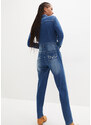 bonprix Strečový thermo džínsový overal s mäkučkou vnútornou stranou, farba modrá, rozm. 48